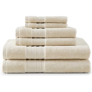 Martha Stewart – Soft Cotton Washcloth, Hand & Bath Towel Set, 6 Pack(Skyland Manor Beige)