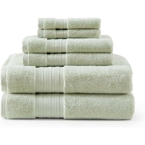 Martha Stewart – Soft Cotton Washcloth, Hand & Bath Towel Set, 6 Pack(Skyland Manor Green)
