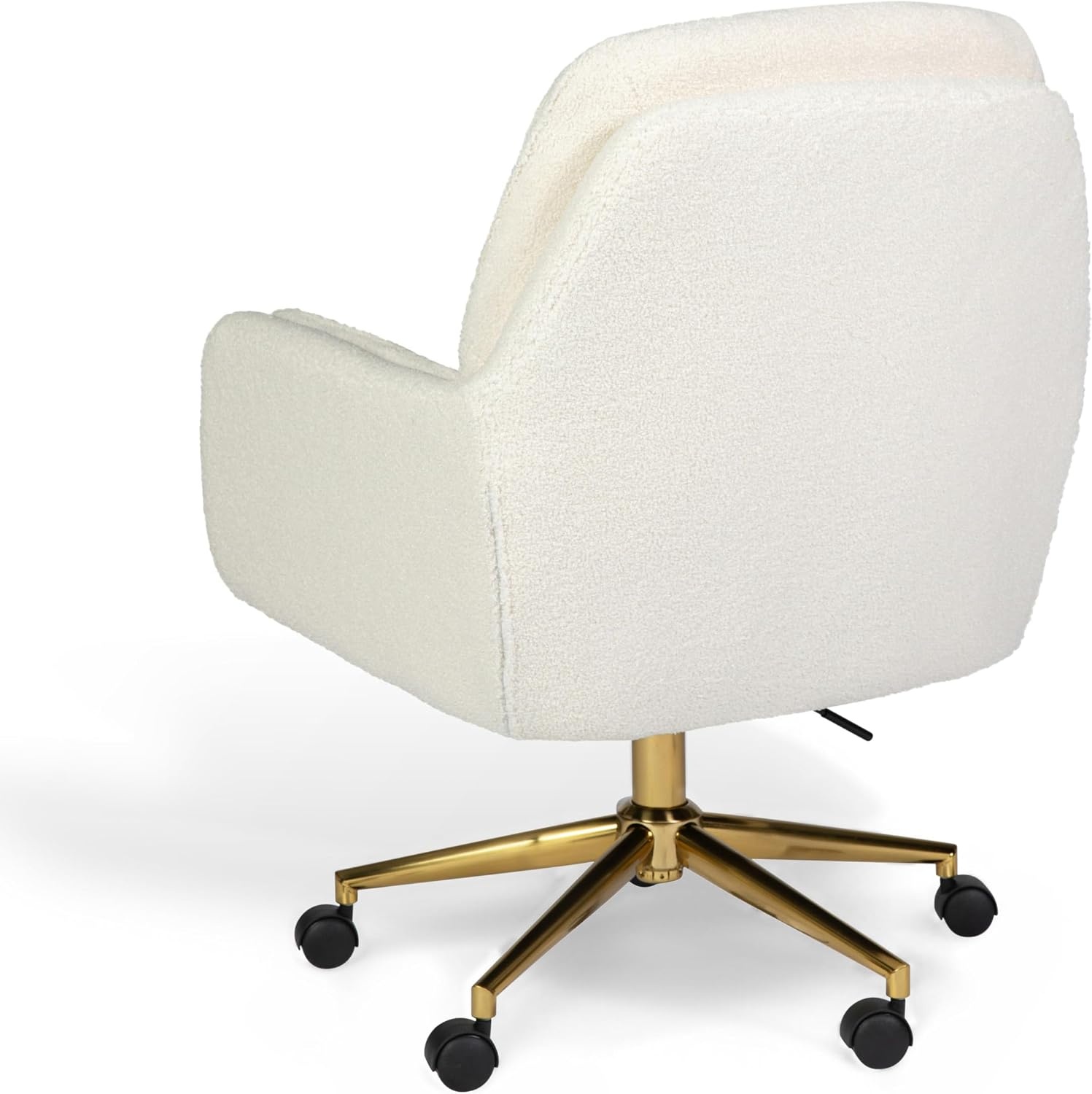 image:imageMartha Stewart Clara Upholstered Office Chair Bedford GrayOff White BouclePolished Brass Frame