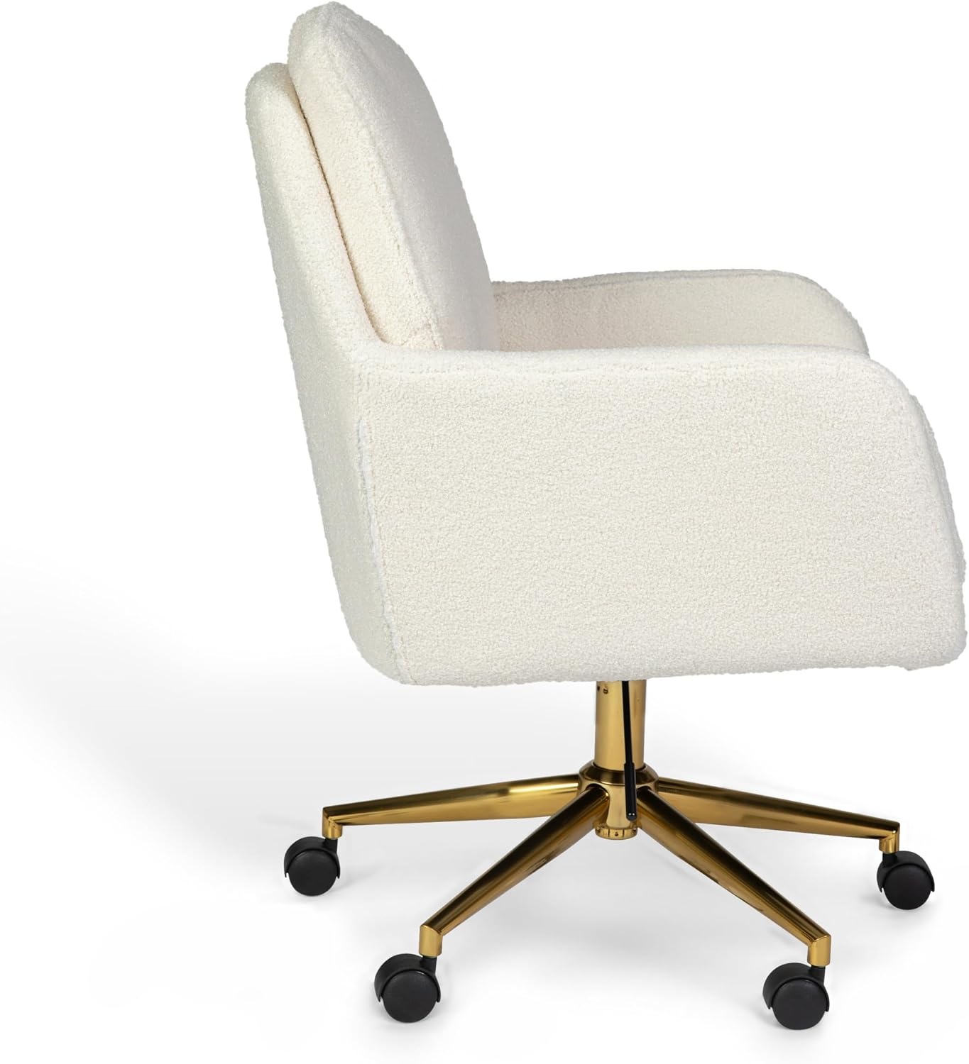 image:imageMartha Stewart Clara Upholstered Office Chair Bedford GrayOff White BouclePolished Brass Frame