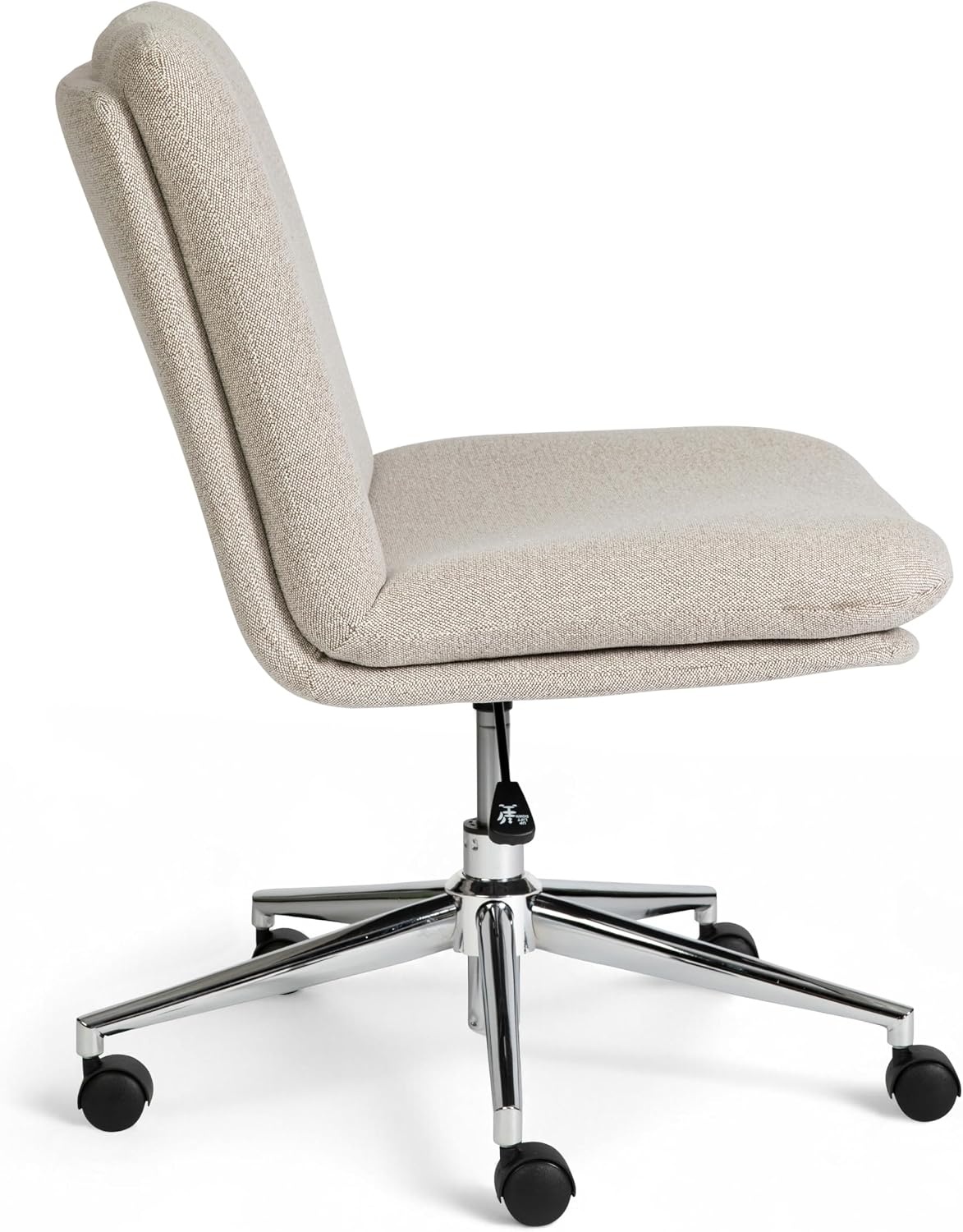 image:imageMartha Stewart Eloise Upholstered Office Chair OffWhiteGrey White FabricPolished Nickel Frame