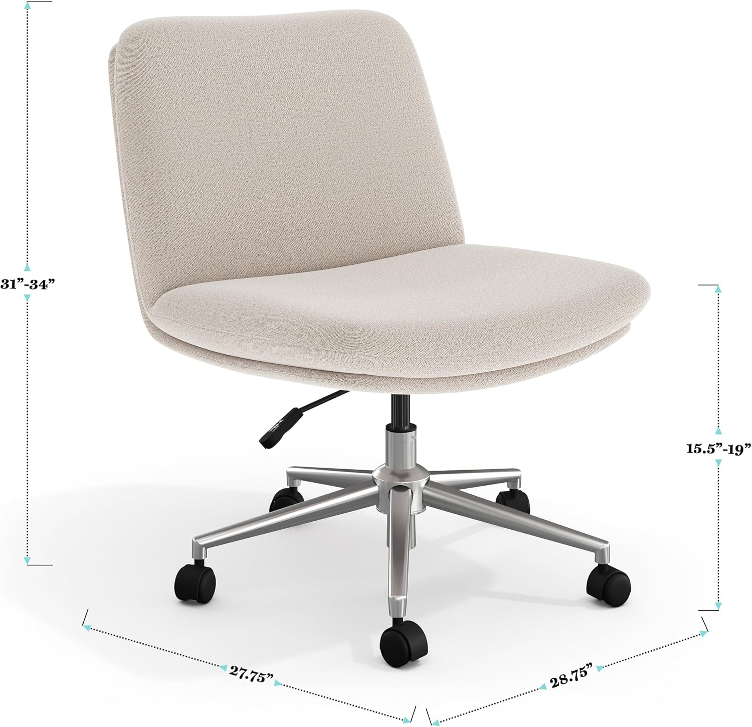 image:imageMartha Stewart Eloise Upholstered Office Chair OffWhiteGrey White FabricPolished Nickel Frame
