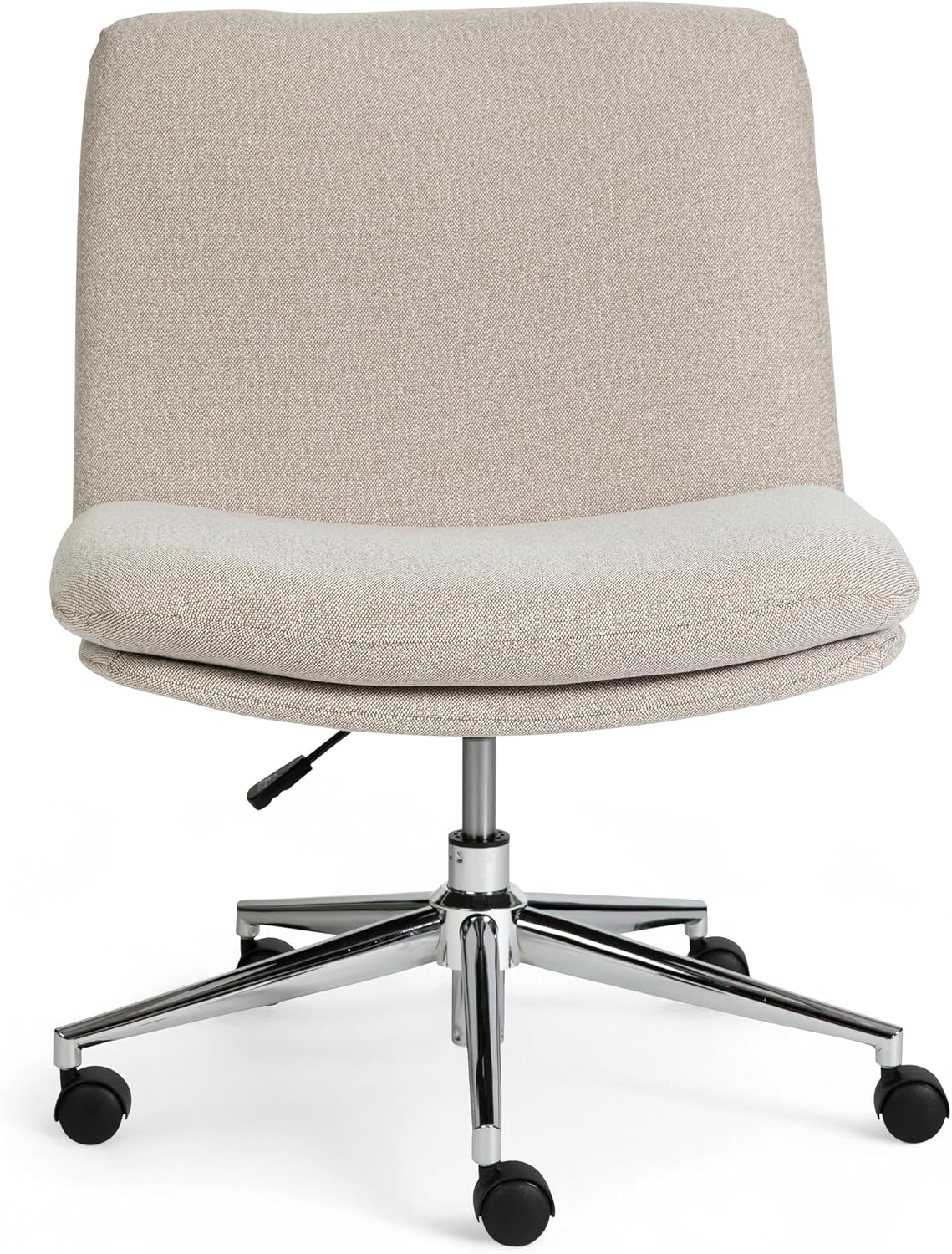 image:imageMartha Stewart Eloise Upholstered Office Chair OffWhiteGrey White FabricPolished Nickel Frame