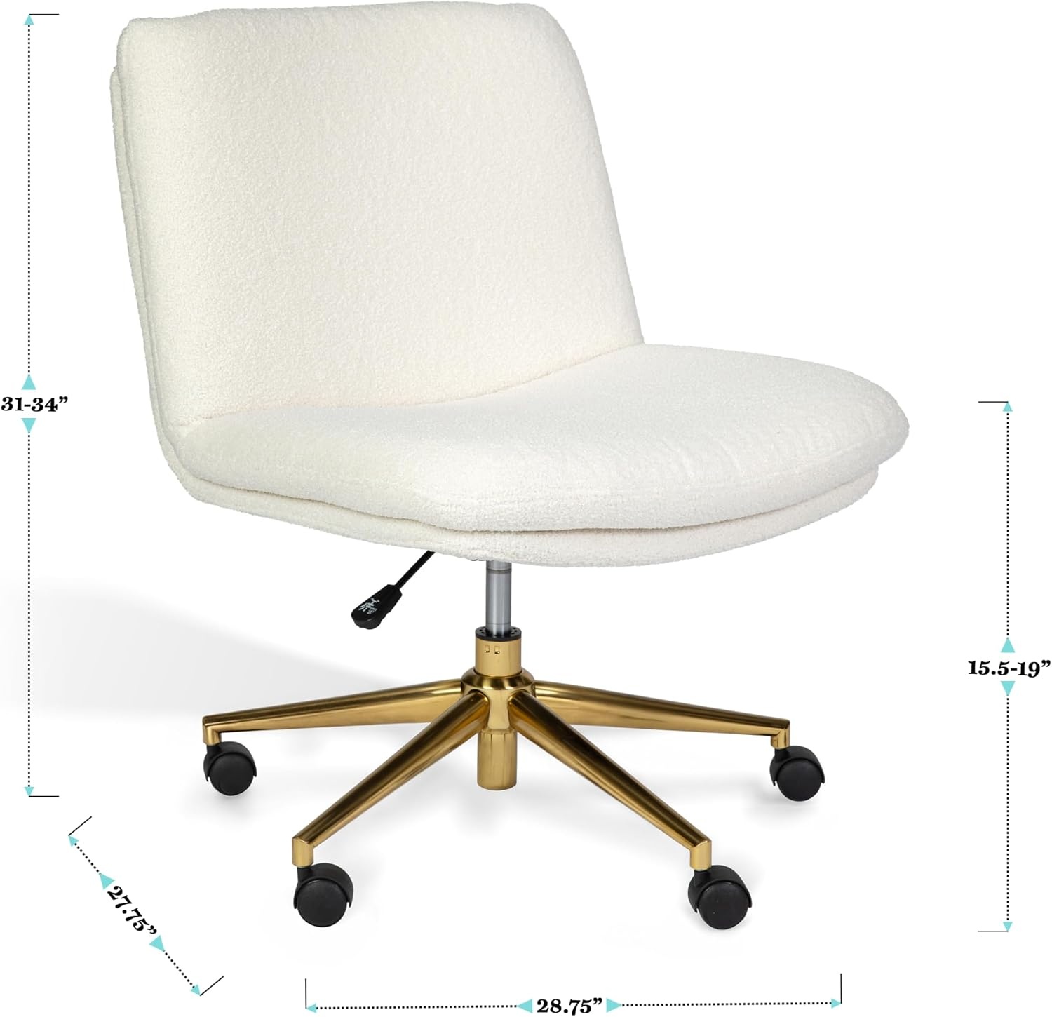 image:imageMartha Stewart Eloise Upholstered Office Chair OffWhiteWhite BouclePolished Brass Frame