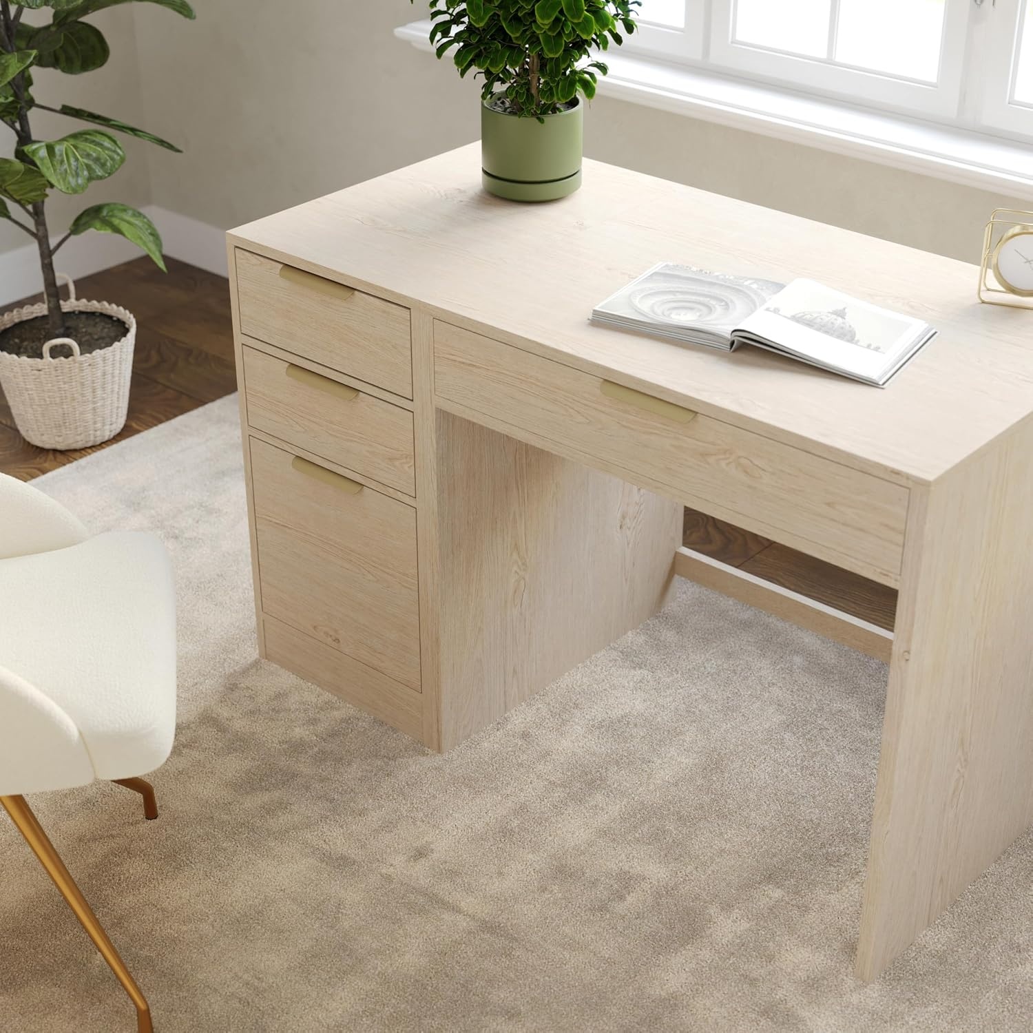 image:imageMartha Stewart Kayden Modular Desk with File Cabinet BlackLight Natural
