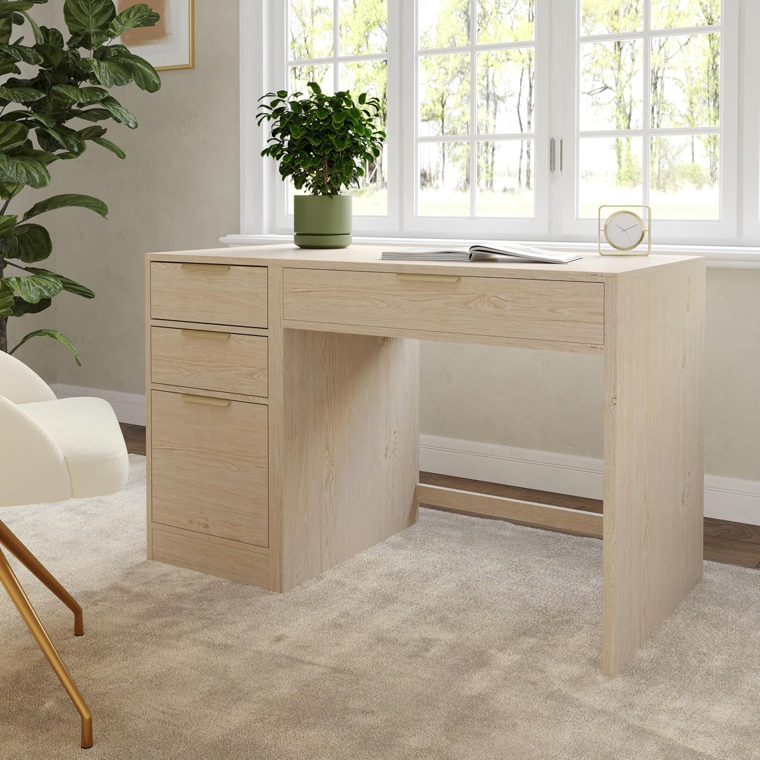 image:imageMartha Stewart Kayden Modular Desk with File Cabinet BlackLight Natural