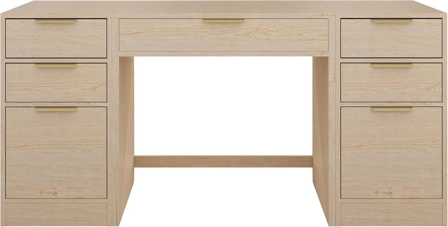 image:imageMartha Stewart Kayden Modular Desk with File Cabinet BlackLight Natural