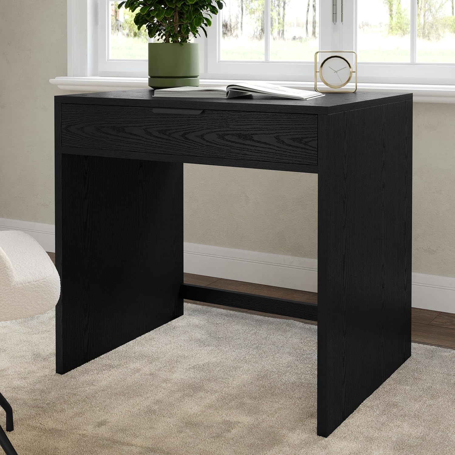 image:imageMartha Stewart Kayden Modular SingleDrawer Desk Light NaturalBlack FrameOil Rubbed Bronzed Hardware