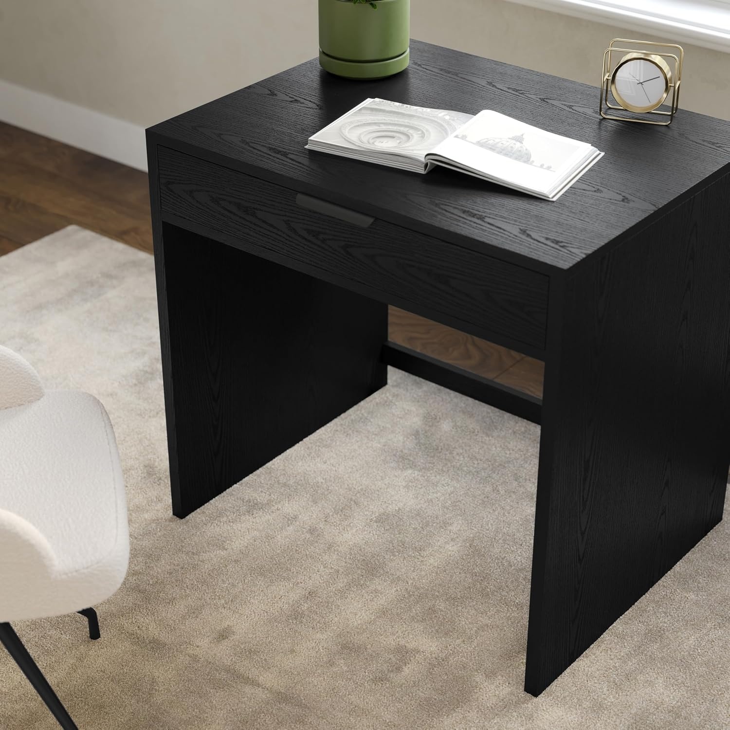 image:imageMartha Stewart Kayden Modular SingleDrawer Desk Light NaturalBlack FrameOil Rubbed Bronzed Hardware