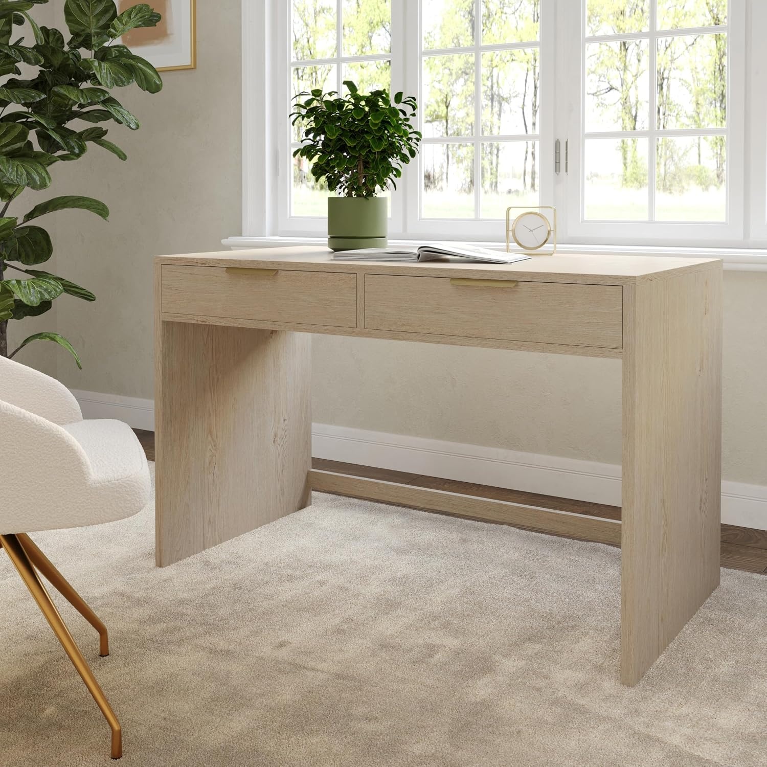 image:imageMartha Stewart Kayden Modular SingleDrawer Desk Light NaturalLight Natural FrameBrushed Gold Hardware