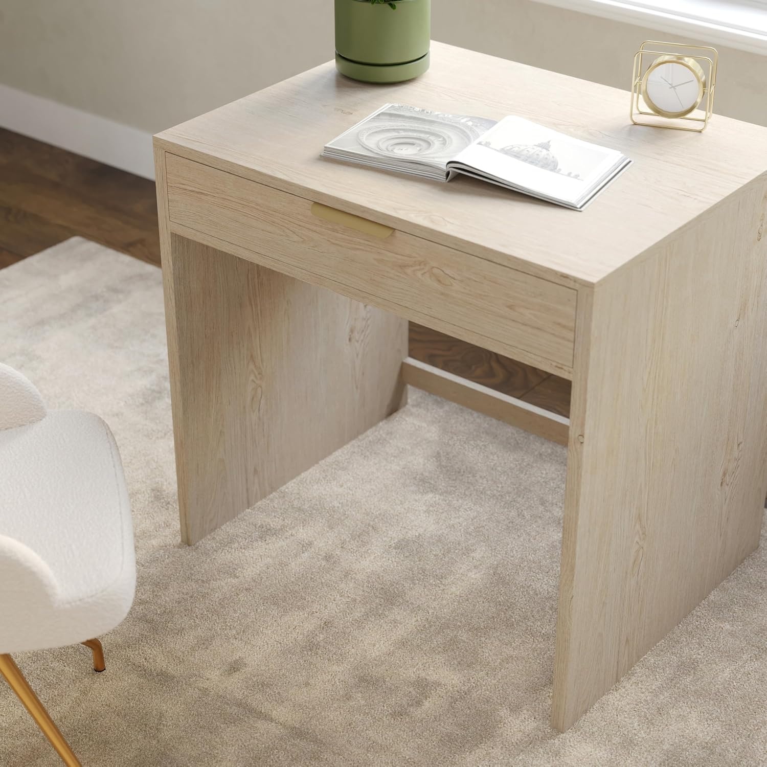 image:imageMartha Stewart Kayden Modular SingleDrawer Desk Light NaturalLight Natural FrameBrushed Gold Hardware