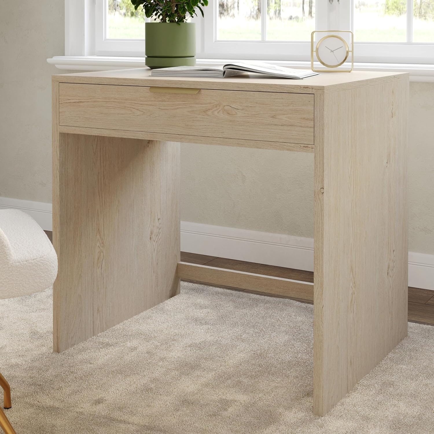 image:imageMartha Stewart Kayden Modular SingleDrawer Desk Light NaturalLight Natural FrameBrushed Gold Hardware