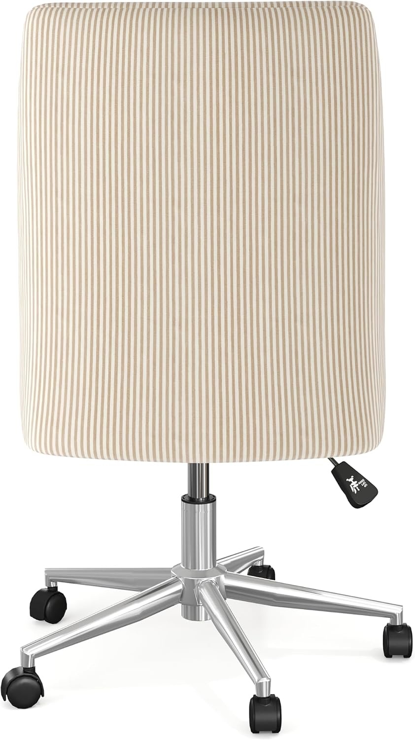 image:imageMartha Stewart Maeve Upholstered Office Chair Beige StripeBeige Stripe FabricPolished Nickel Frame
