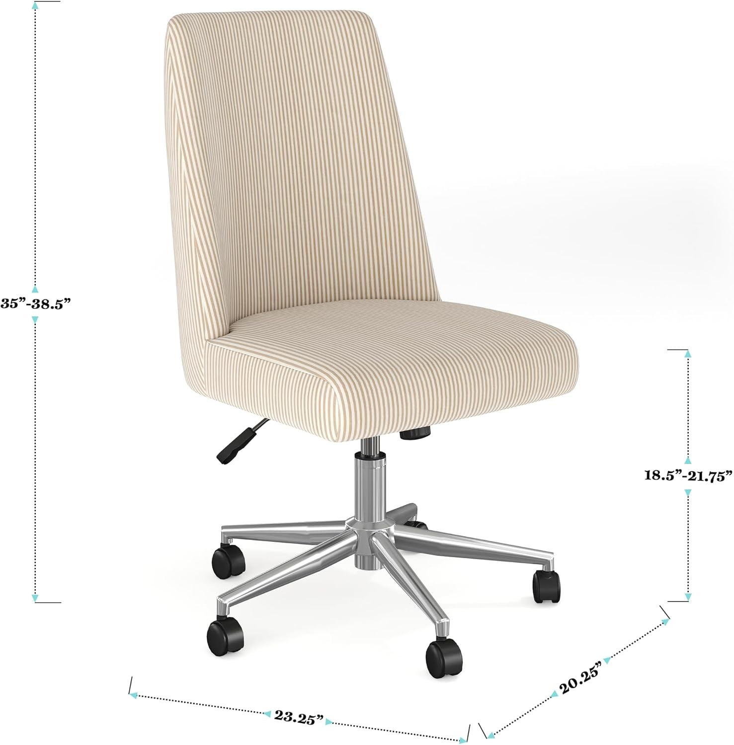 image:imageMartha Stewart Maeve Upholstered Office Chair Beige StripeBeige Stripe FabricPolished Nickel Frame