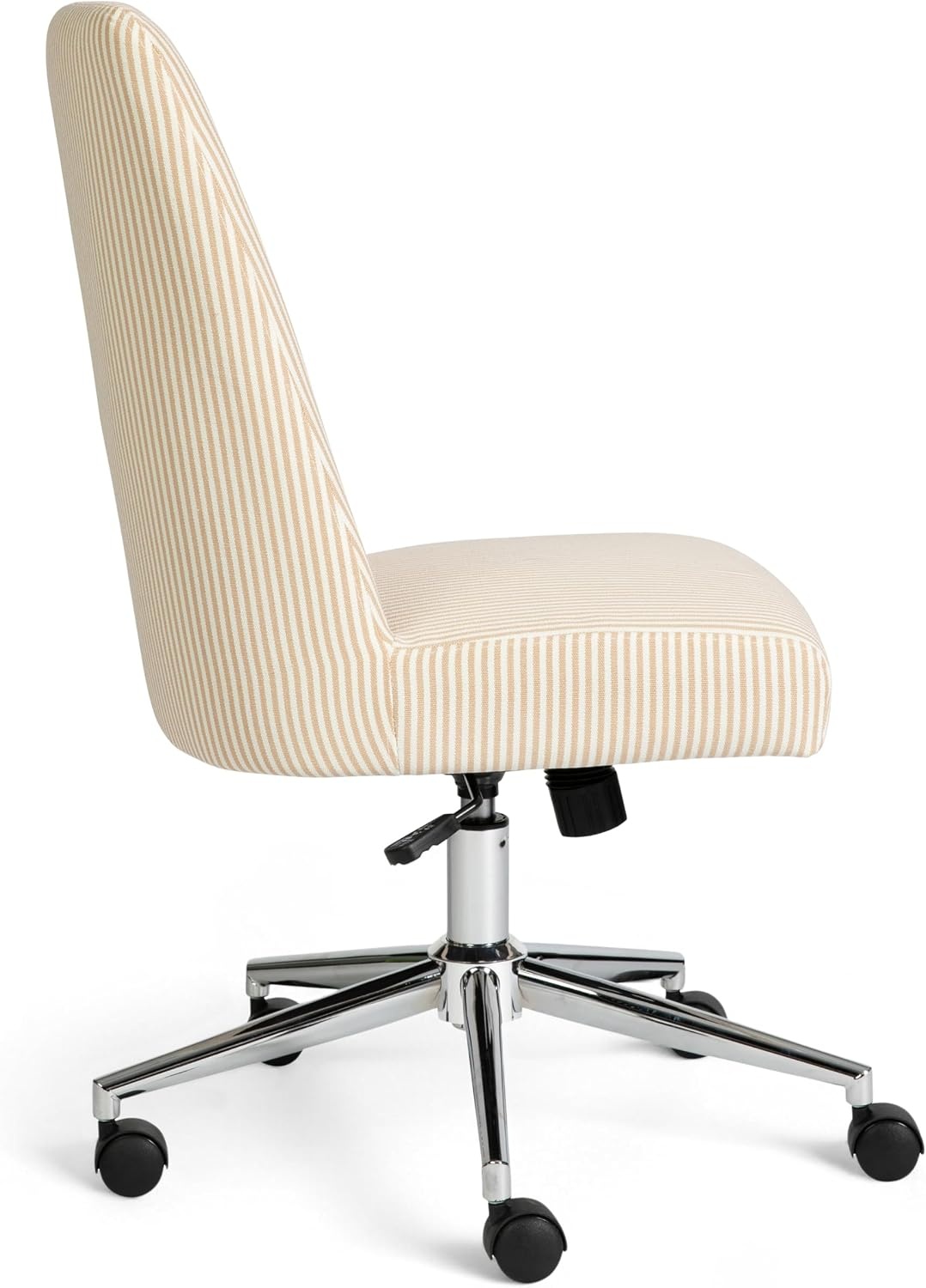 image:imageMartha Stewart Maeve Upholstered Office Chair Beige StripeConch Shell FabricPolished Brass Frame