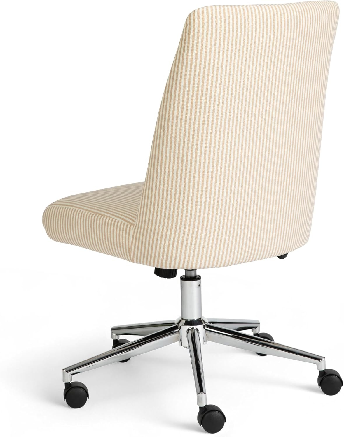 image:imageMartha Stewart Maeve Upholstered Office Chair Beige StripeConch Shell FabricPolished Brass Frame