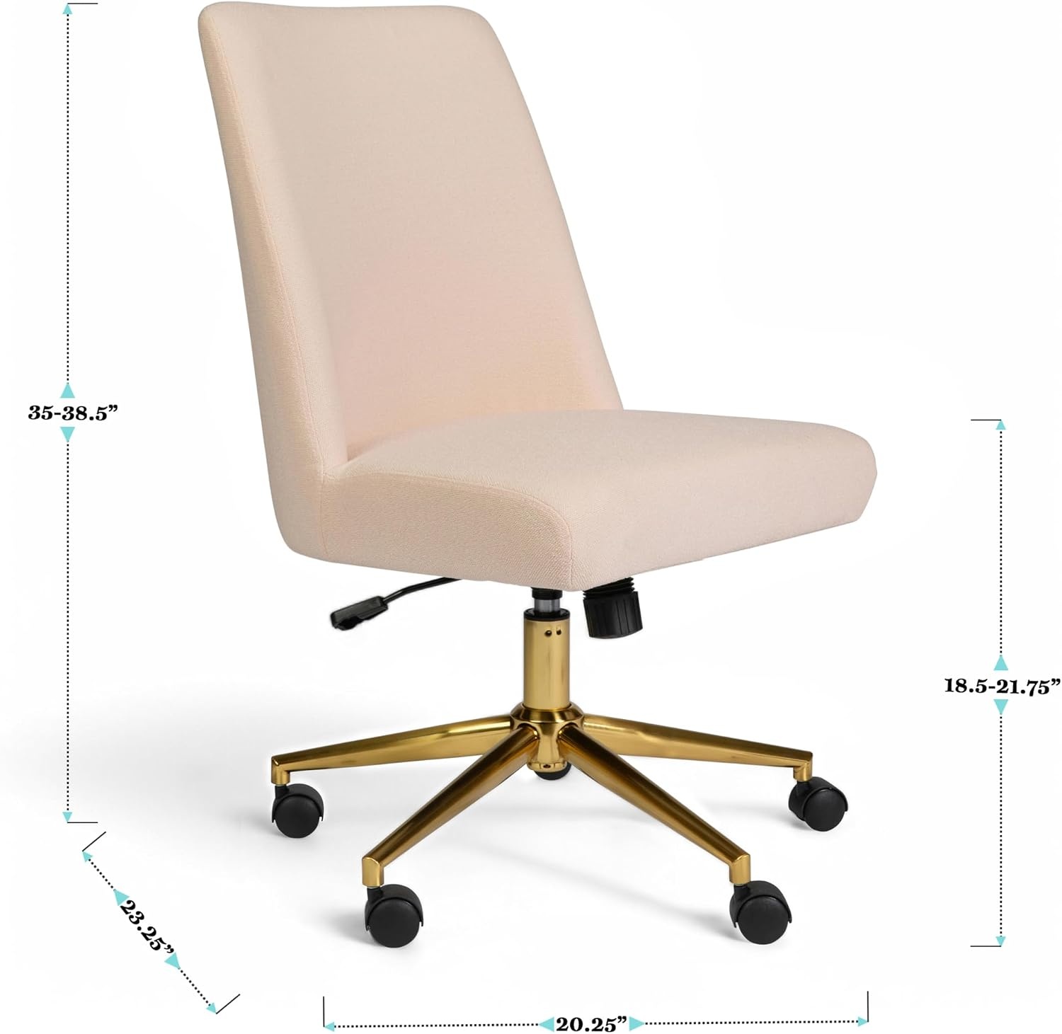 image:imageMartha Stewart Maeve Upholstered Office Chair Beige StripeConch Shell FabricPolished Brass Frame