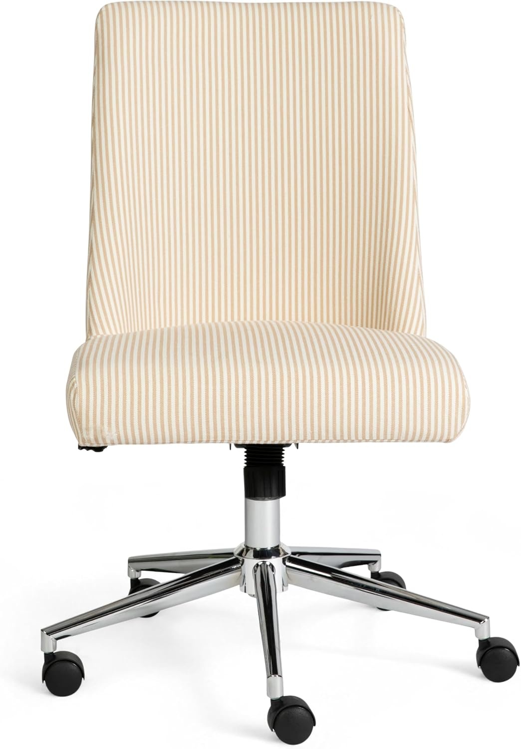 image:imageMartha Stewart Maeve Upholstered Office Chair Beige StripeConch Shell FabricPolished Brass Frame