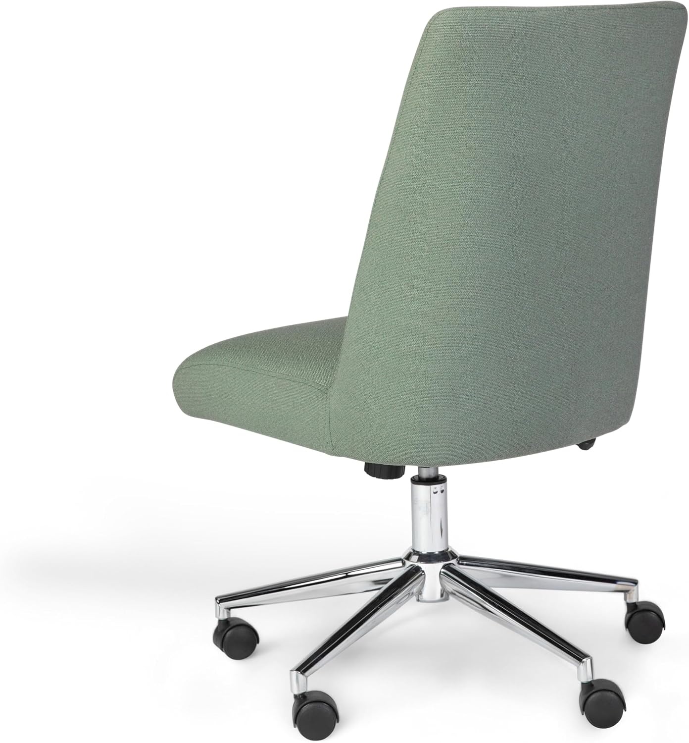 image:imageMartha Stewart Maeve Upholstered Office Chair Beige StripeSage FabricPolished Nickel Frame