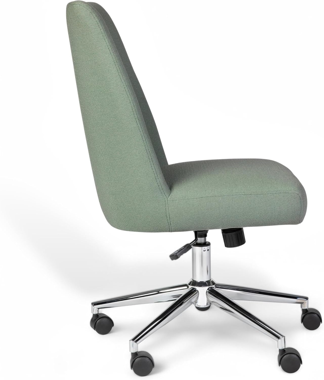 image:imageMartha Stewart Maeve Upholstered Office Chair Beige StripeSage FabricPolished Nickel Frame