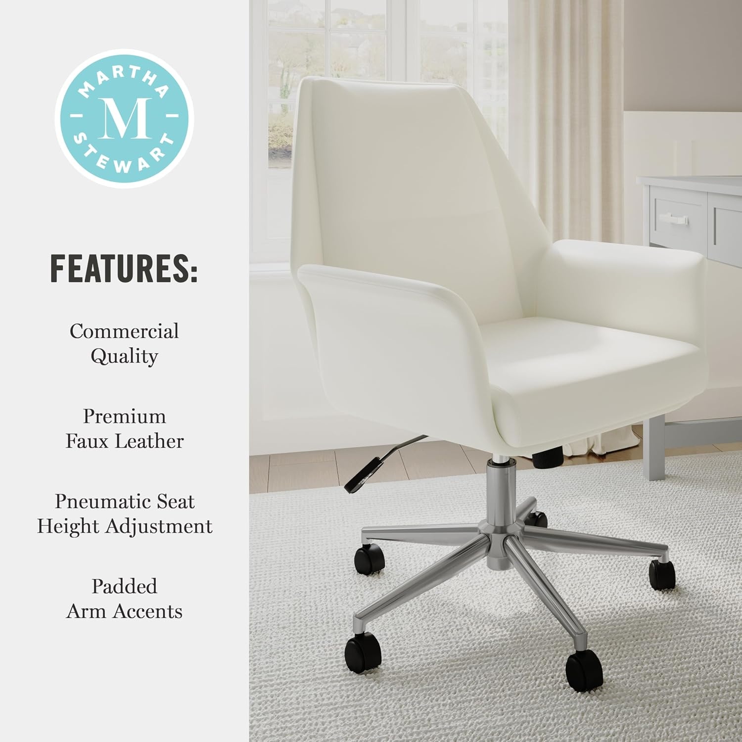 image:imageMartha Stewart Maxine Upholstered Office Chair White