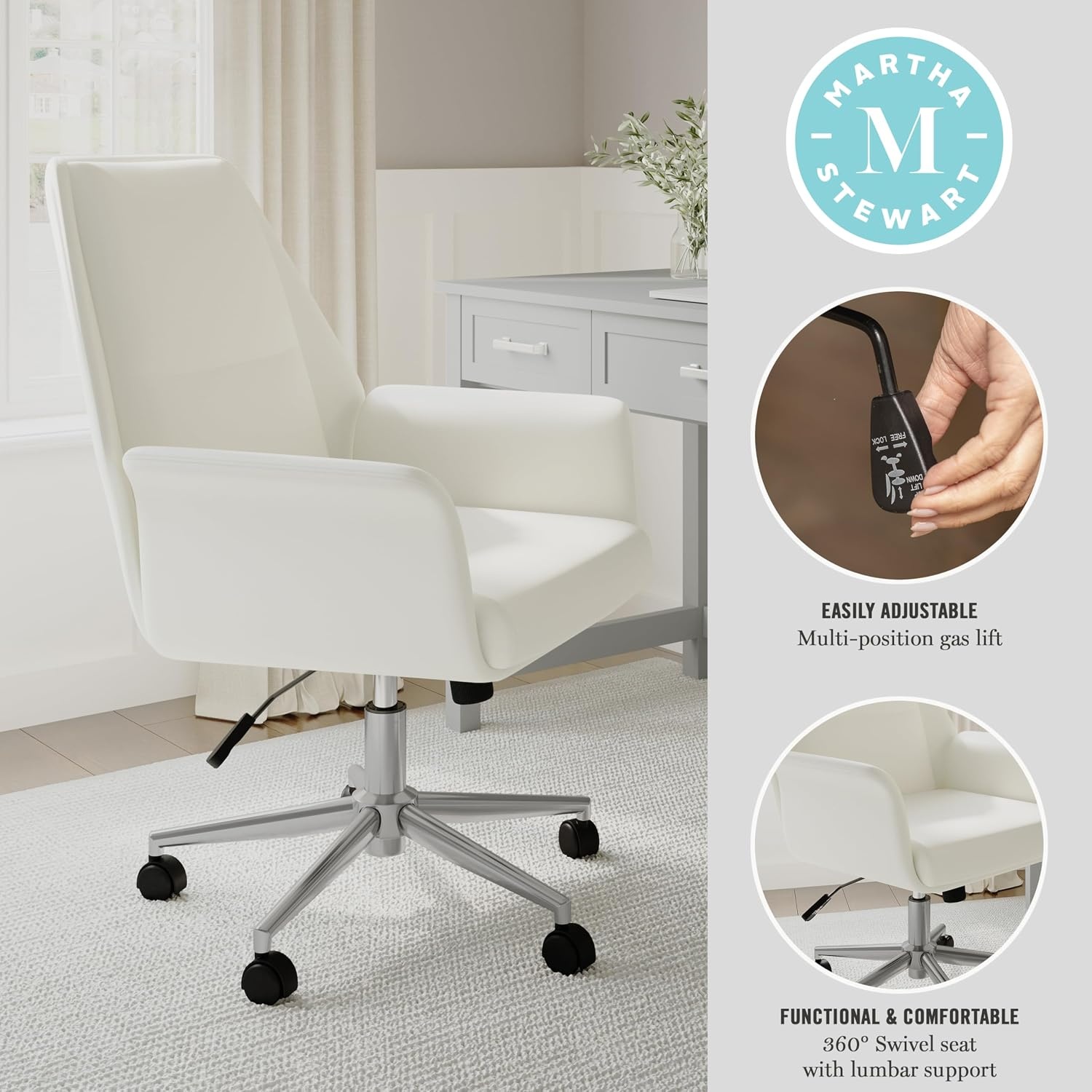 image:imageMartha Stewart Maxine Upholstered Office Chair White