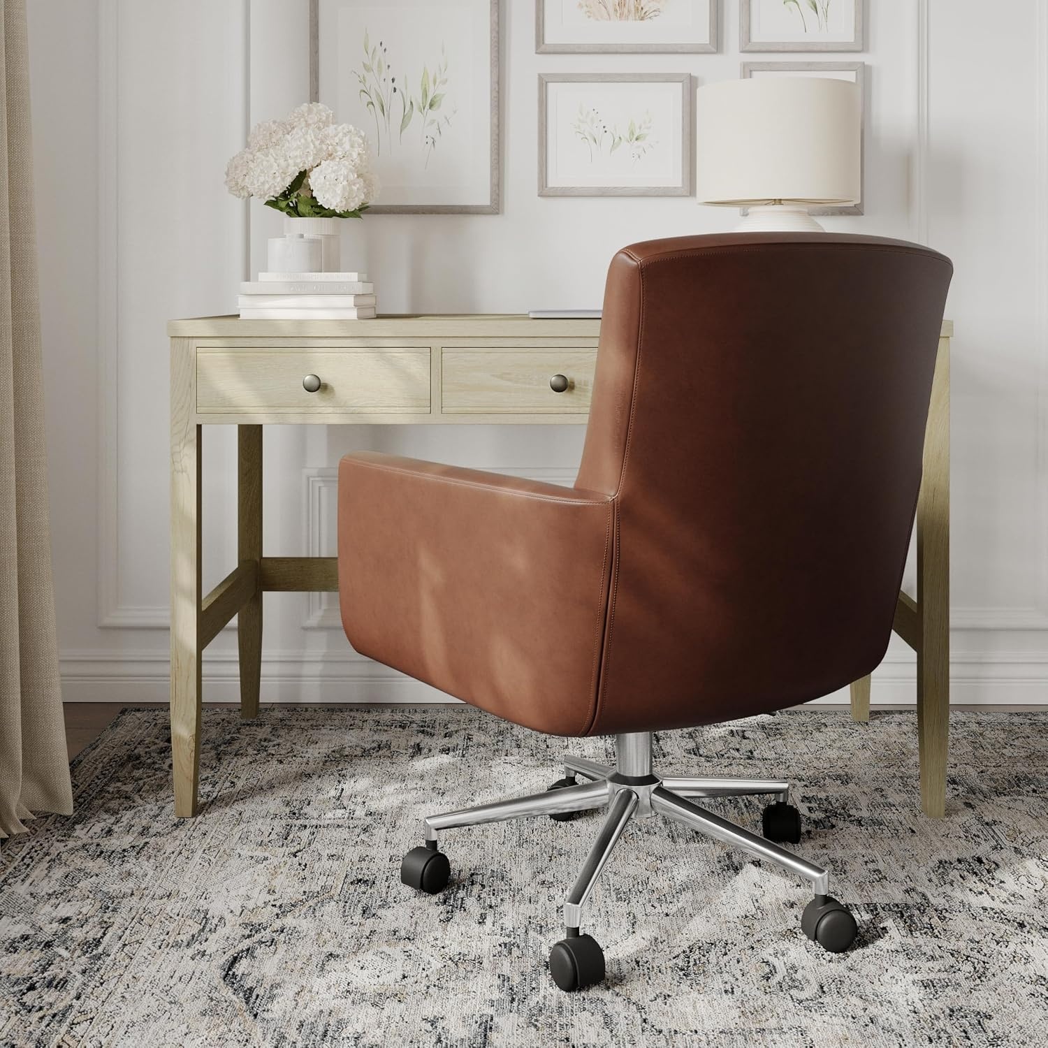 image:imageMartha Stewart Zaya Upholstered Office Chair Saddle Brown
