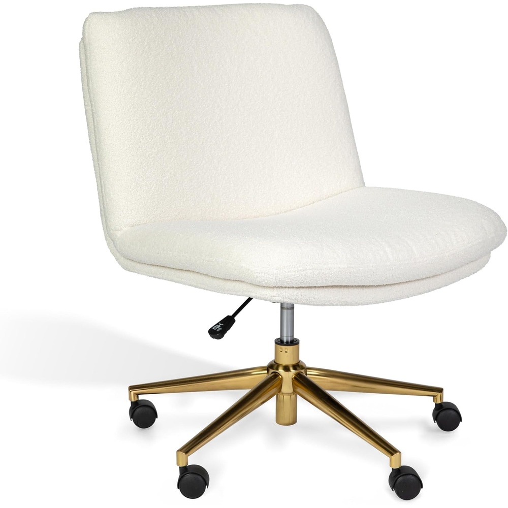 image:imageMartha Stewart Eloise Upholstered Office Chair OffWhiteWhite BouclePolished Brass Frame