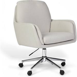 Martha Stewart Clara Upholstered Office Chair, Bedford Gray(Bedford Gray Fabric/Polished Nickel Frame)