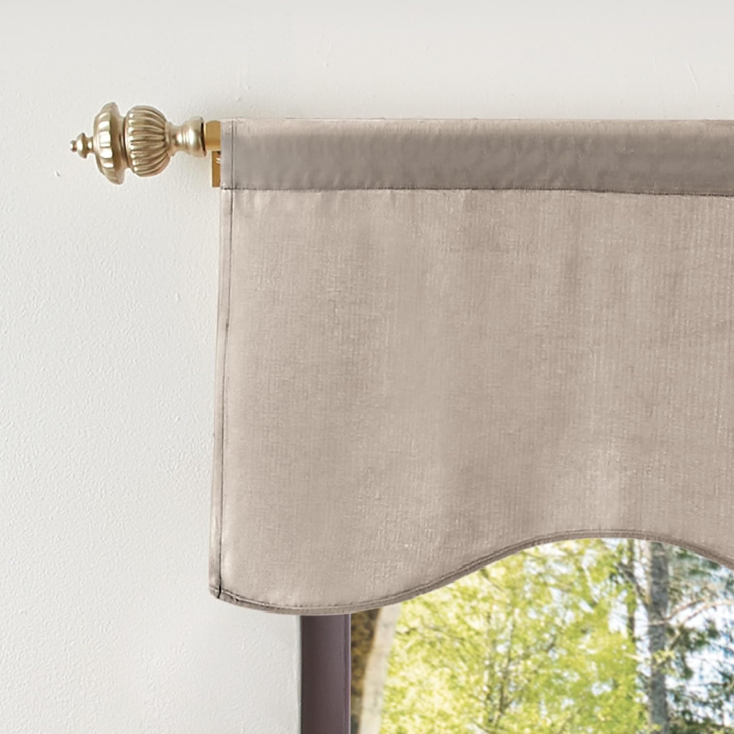 image:imageMartha Stewart Lucca Velvet Lined Scallop Window Curtain 50 W x 18 L Valance PomegranateLinen