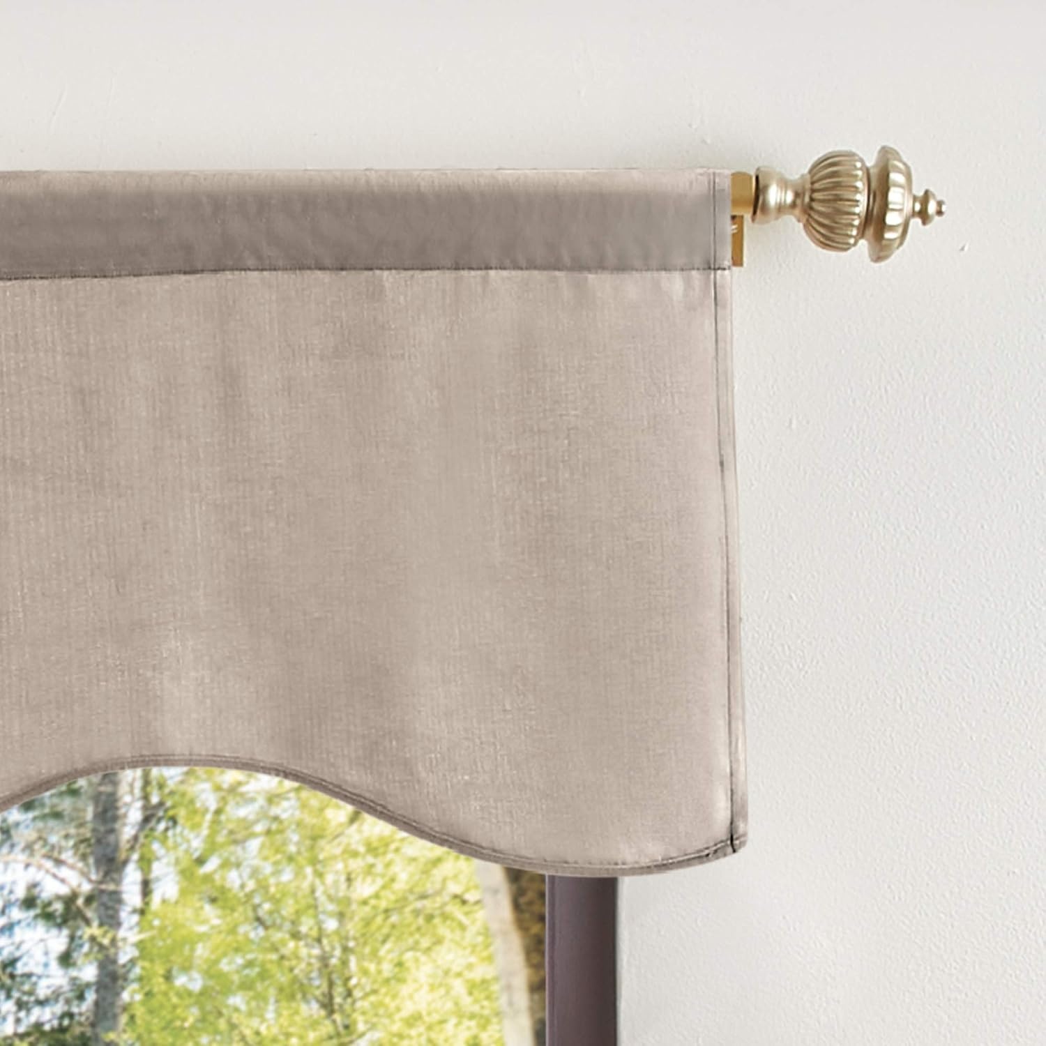 image:imageMartha Stewart Lucca Velvet Lined Scallop Window Curtain 50 W x 18 L Valance PomegranateLinen