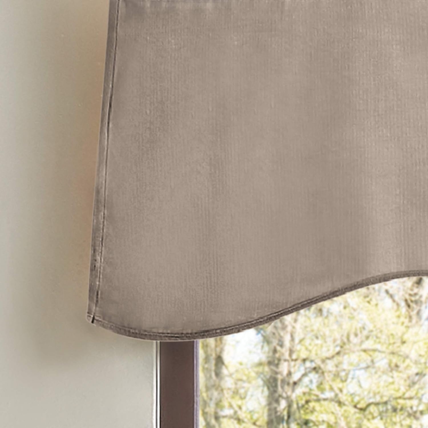 image:imageMartha Stewart Lucca Velvet Lined Scallop Window Curtain 50 W x 18 L Valance PomegranateLinen