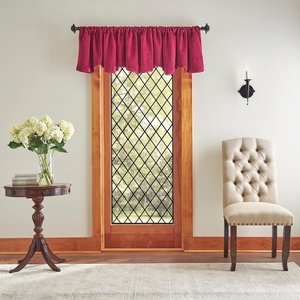 Martha Stewart Lucca Velvet Lined Scallop Window Curtain 50″ W x 18″ L, Valance, Pomegranate(Pomegranate)